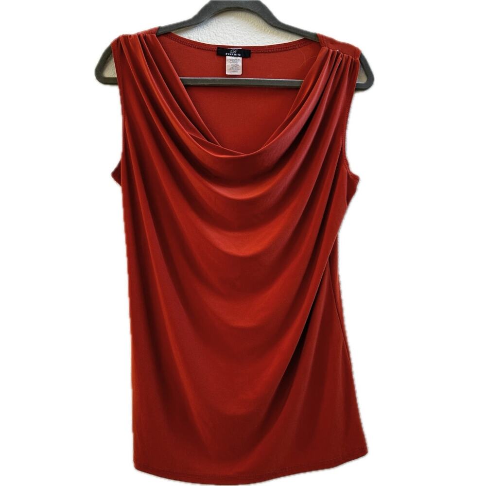 Dynamite Burnt Orange Cowl Neck Sleeveless Top Large